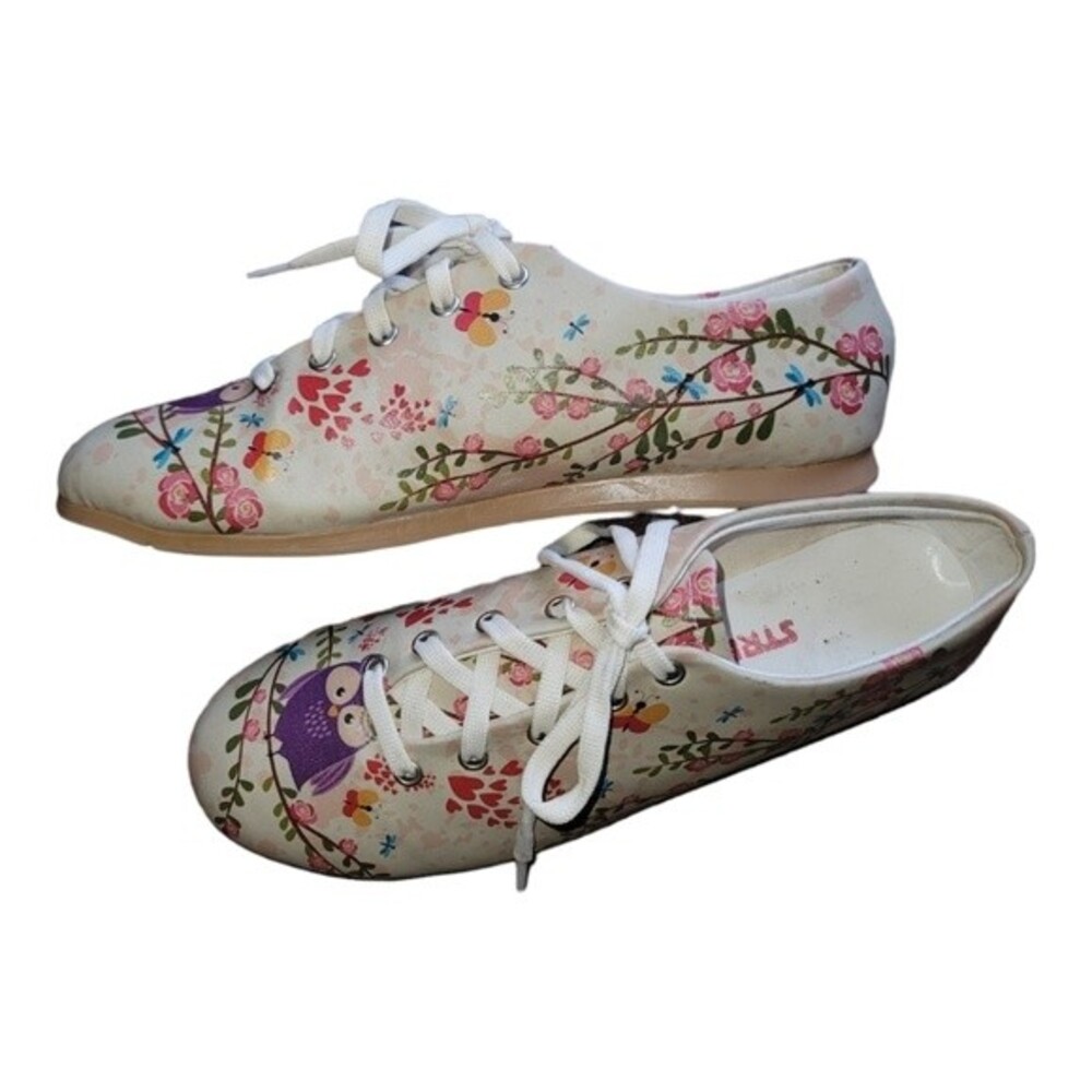 Streetfly Women Shoes Fashion Sneaker Casual Walking Lace Up Floral Tan 41/10